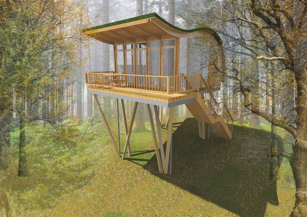 sonnenresort ETTERSHAUS - Baumhaus Elvis mit großer Terrasse und Blick über die Baumkronen